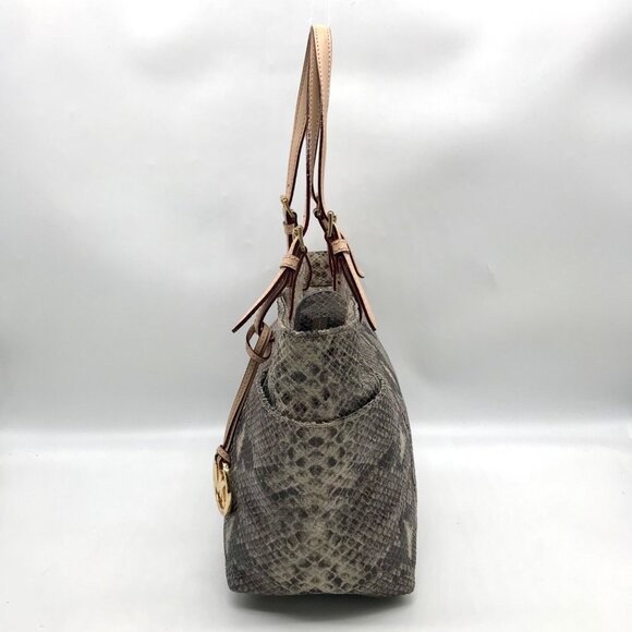 Michael Kors Gray Python Embossed Leather Shoulder Bag - Picture 3 of 10